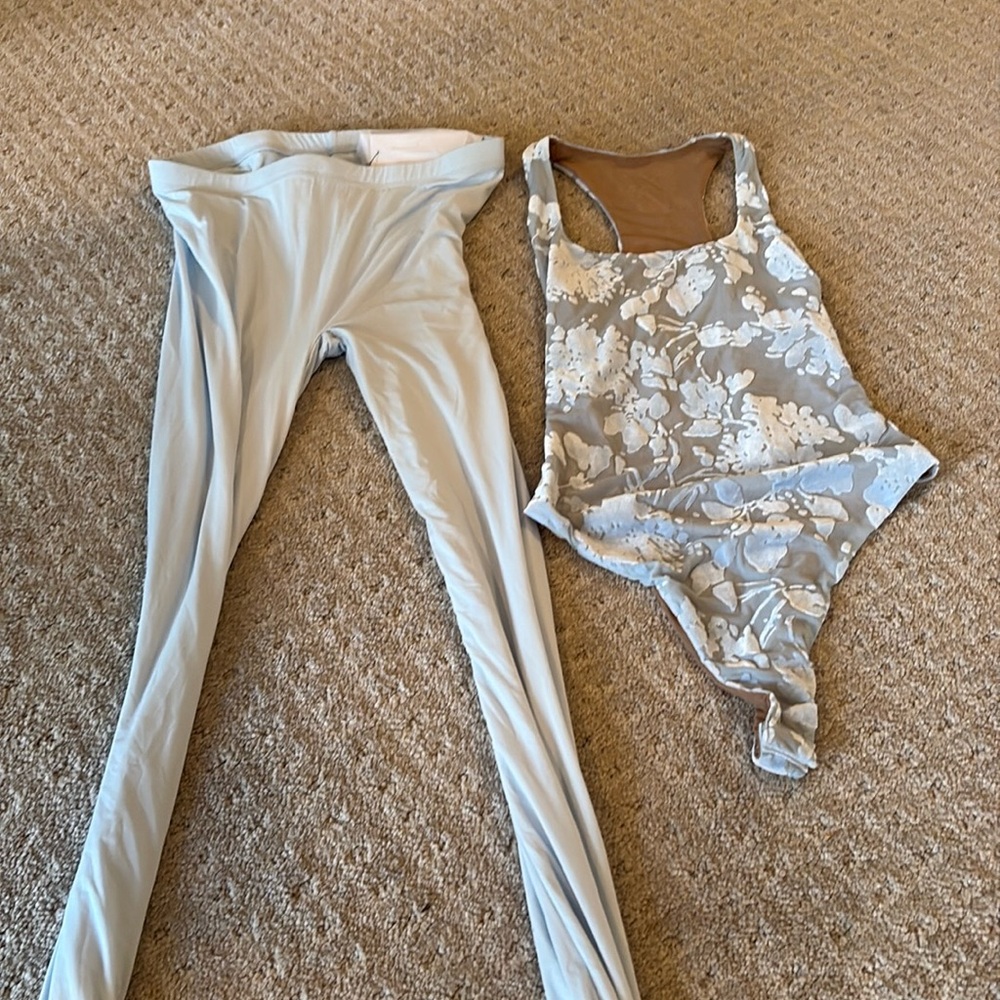 Naked Wardrobe ice blue bodysuit and tights set NWT